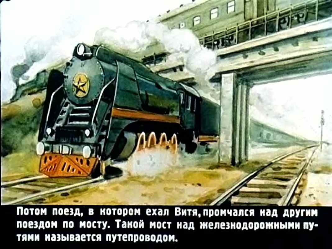 Поезд шел днем 7 часов. Диафильм железная дорога. Диафильм поезд идет. Железнодорожный диафильм. Иллюстрации из книги поезд идет.